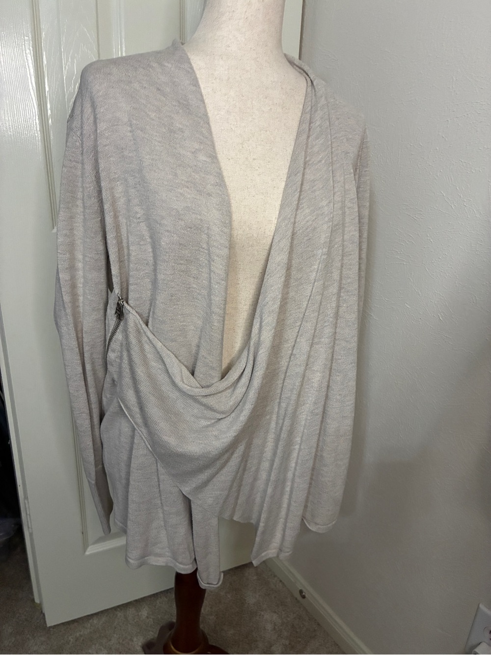 Abercrombie and Fitch asymmetrical drape-front cardigan with a side zip size M